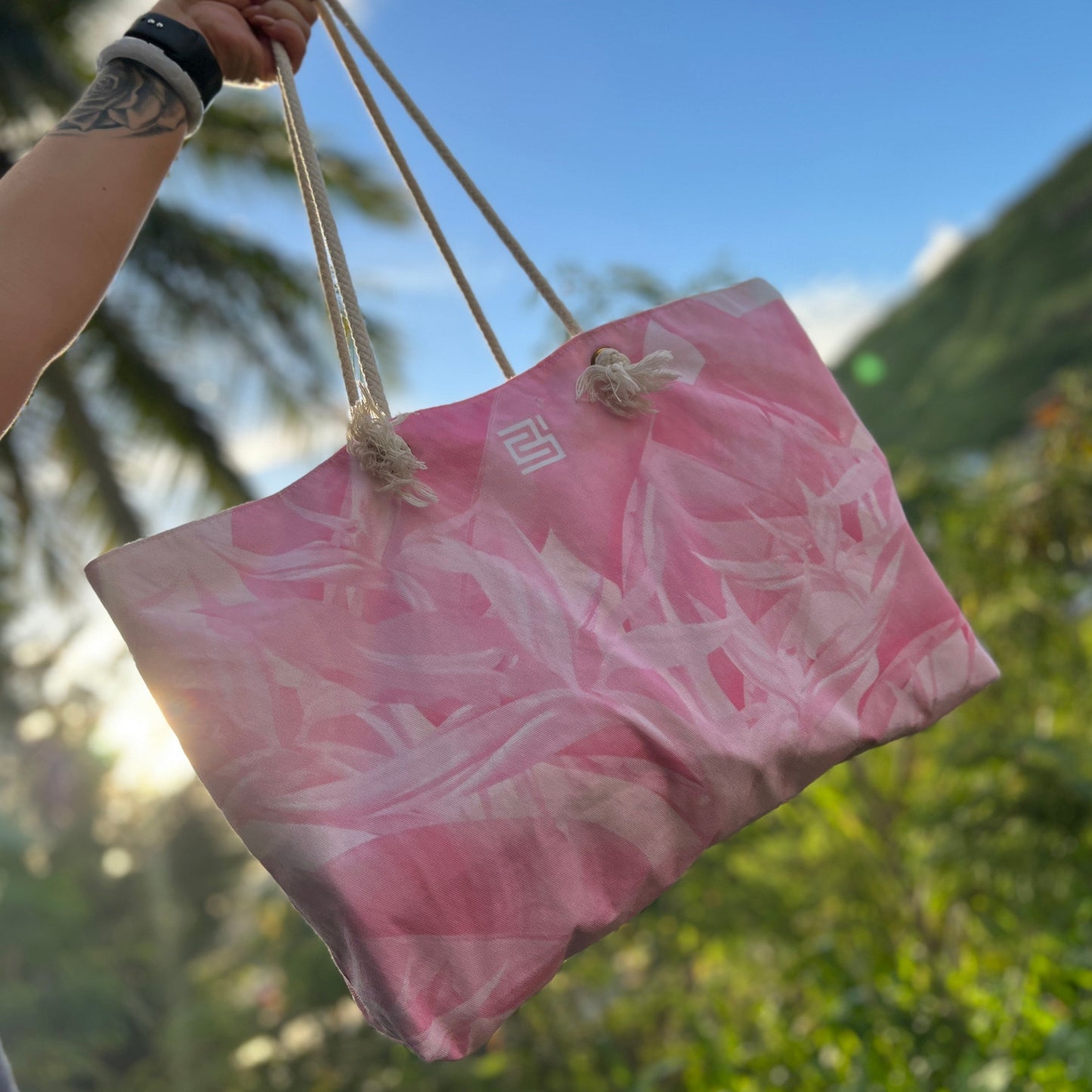 Pink Bird of Paradise Beach Bag